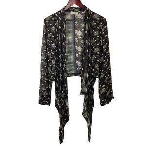 Bryn Walker Draped Cardigan Lagenlook Sweater brown Gray Waterfall Small Wool